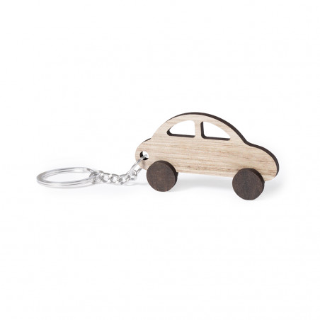 Portachiavi in legno a forma di automobile con finitura bicolore