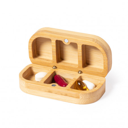 Portapillole in legno di bambù con scomparti