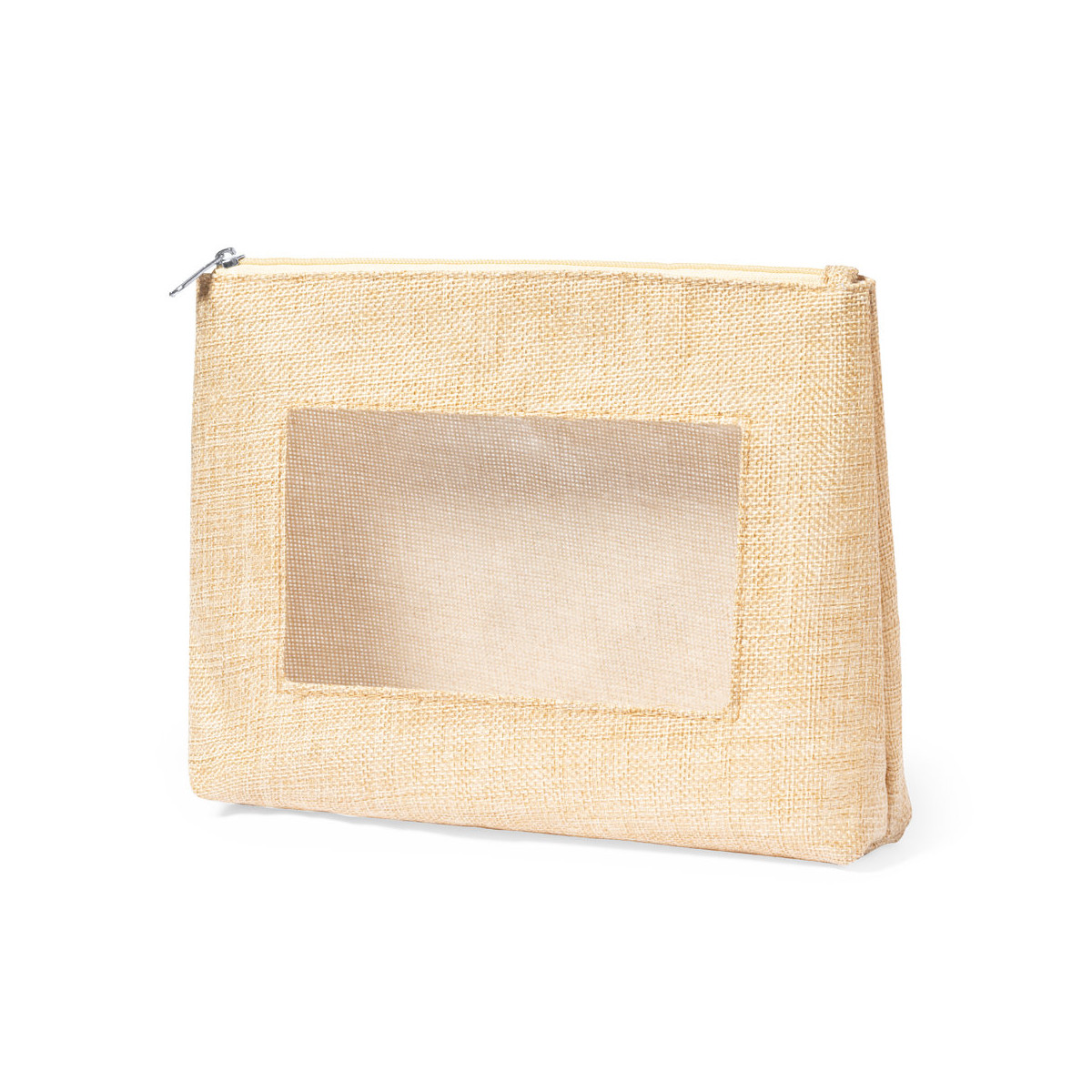 Necessaire con finestra tono crudo con zip per donna