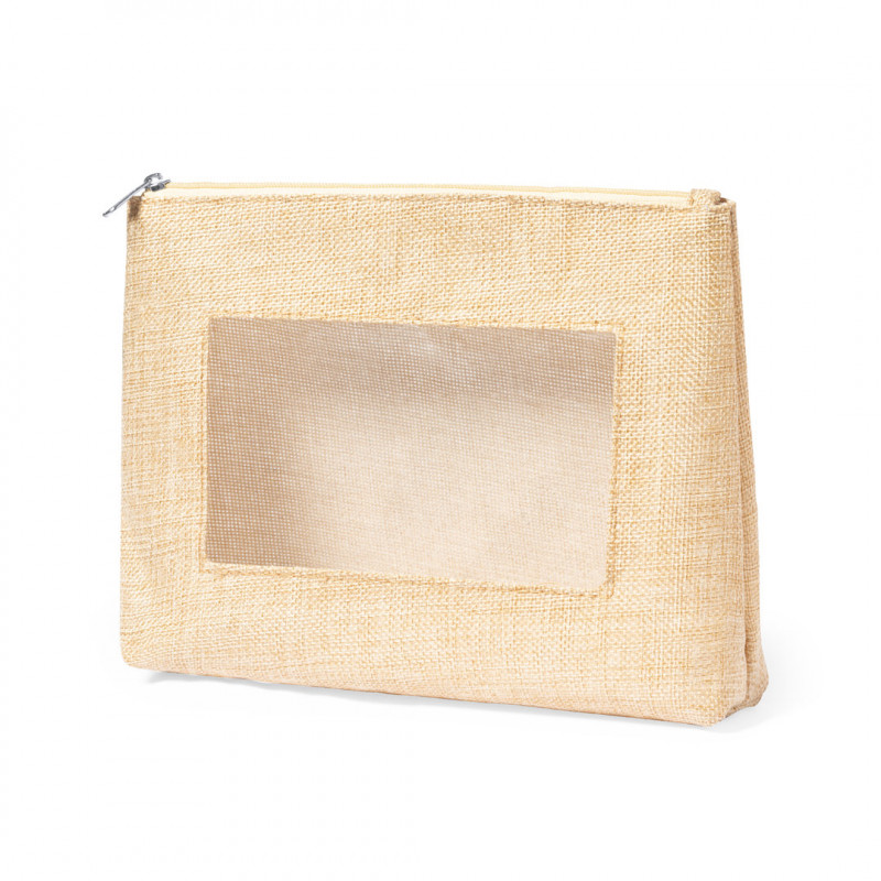 Necessaire con finestra tono crudo con zip per donna