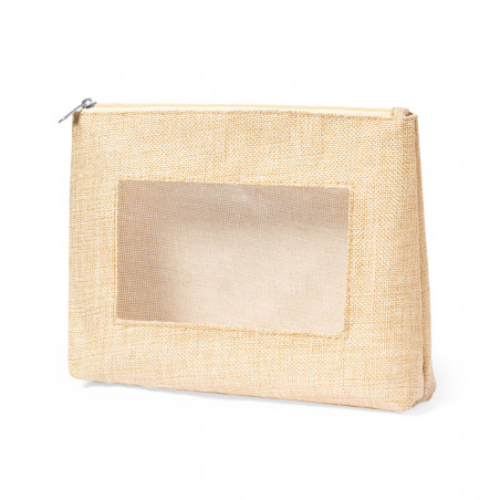 Necessaire con finestra tono crudo con zip per donna