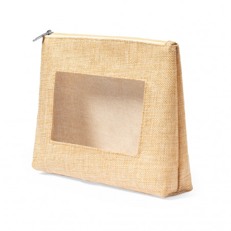 Necessaire con finestra tono crudo con zip per donna