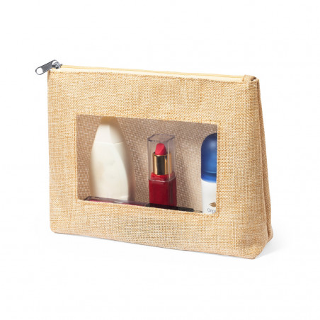 Necessaire con finestra tono crudo con zip per donna