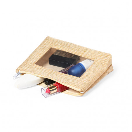 Necessaire con finestra tono crudo con zip per donna