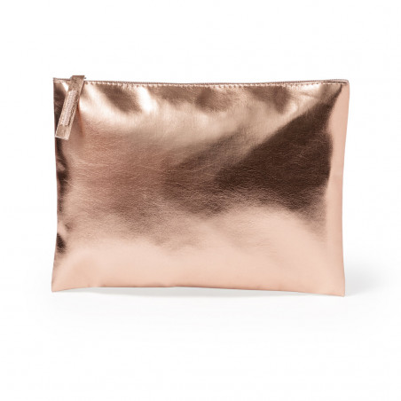 Necessaire metalizzato in similpelle con cerniera per donna