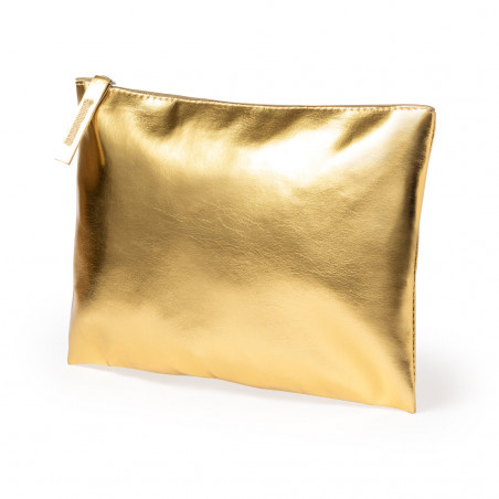 Necessaire metalizzato in similpelle con cerniera per donna