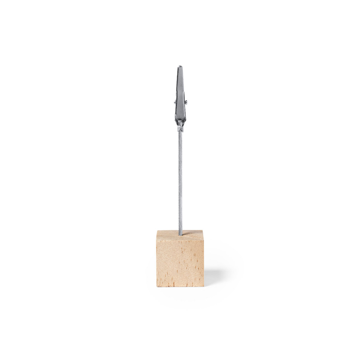 Supporto con clip e base cubica in legno per dettaglio