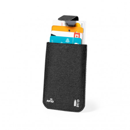 Porta carte magnetico nero con meccanismo di estrazione e tecnologia RFID da regalare in occasione di eventi