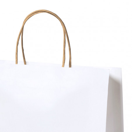 Borsa bianca con manici in tono naturale per presentazione L