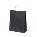 Borsa nera in carta riciclata con manici nature M