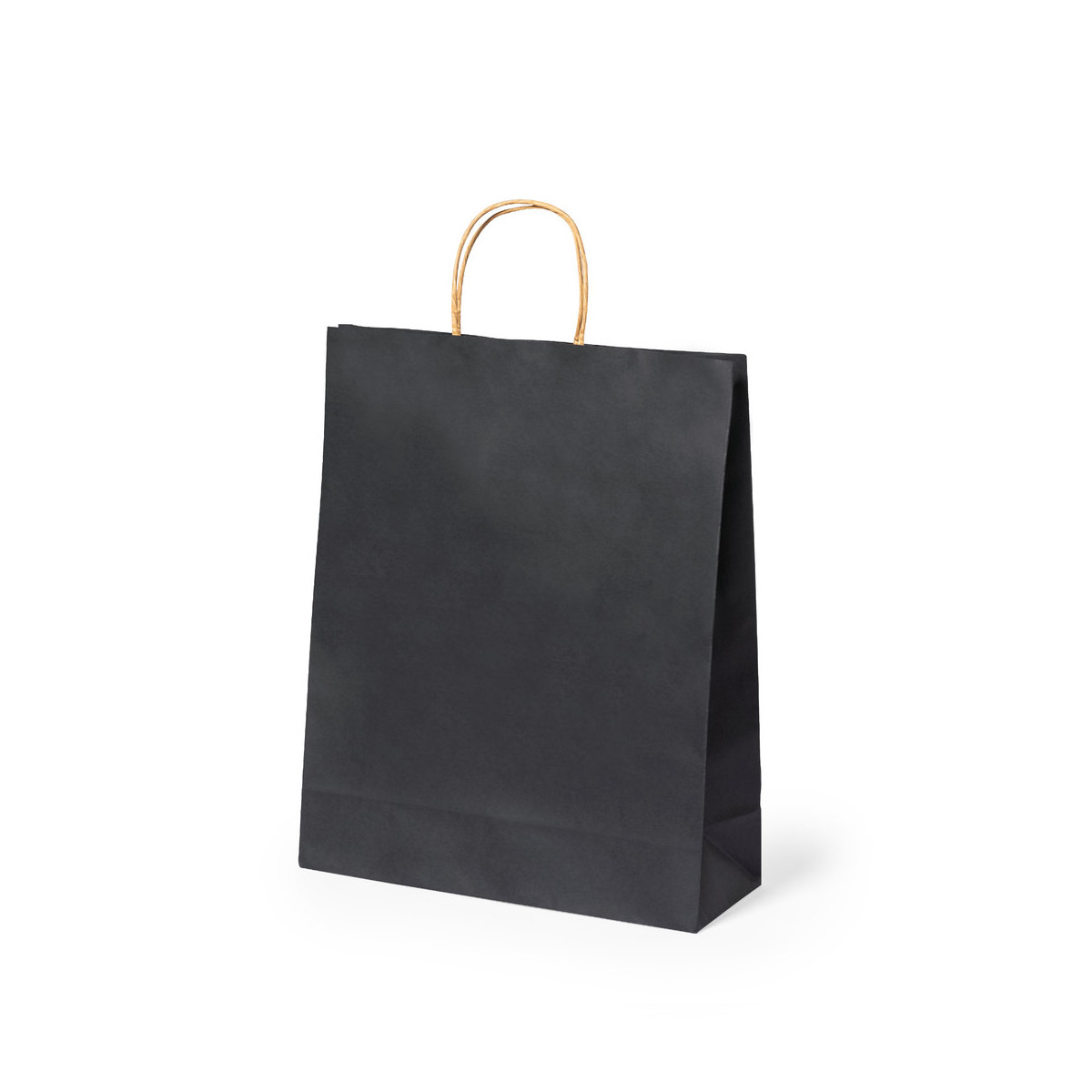 Borsa nera in carta riciclata con manici nature M