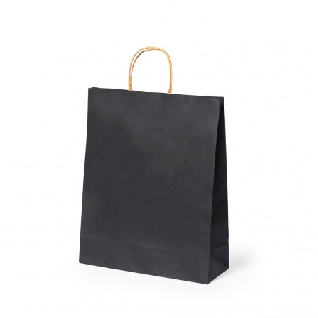 Borsa nera in carta riciclata con manici nature M