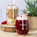 Pacchetto di 2 bicchieri di Natale in vetro con design di fiocchi di neve