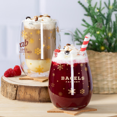 Pacchetto di 2 bicchieri di Natale in vetro con design di fiocchi di neve