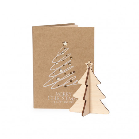 Cartolina natalizia con lavoretto a forma di albero di Natale