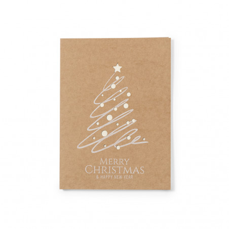 Cartolina natalizia con lavoretto a forma di albero di Natale