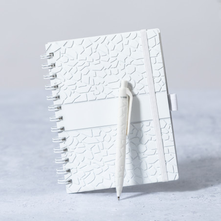 Quaderno piccolo con spirale copertina rigida e penna a sfera