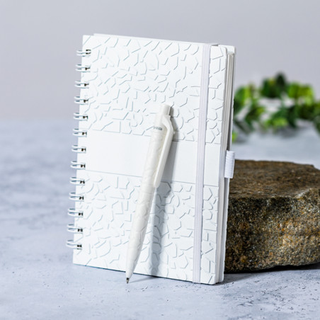 Quaderno piccolo con spirale copertina rigida e penna a sfera