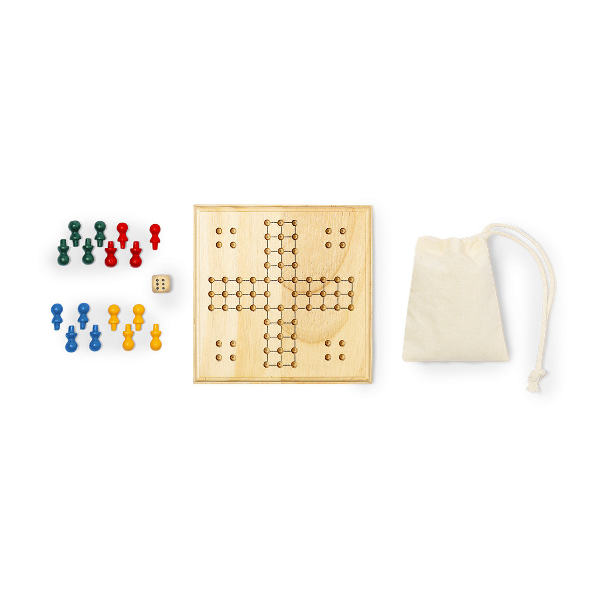 Parchisi in legno con sacchetto di cotone