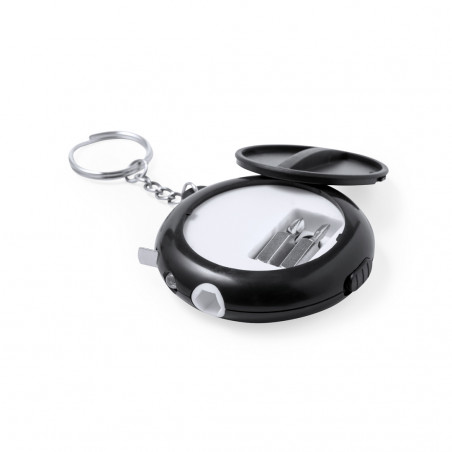 Portachiavi flessometro multiutensile in bambù con chiusura a ribalta per regalo