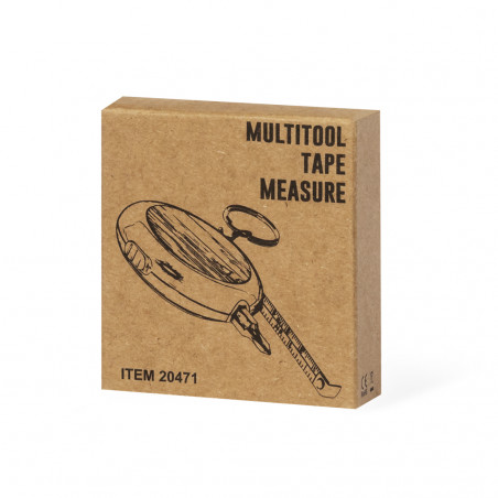 Portachiavi flessometro multiutensile in bambù con chiusura a ribalta per regalo