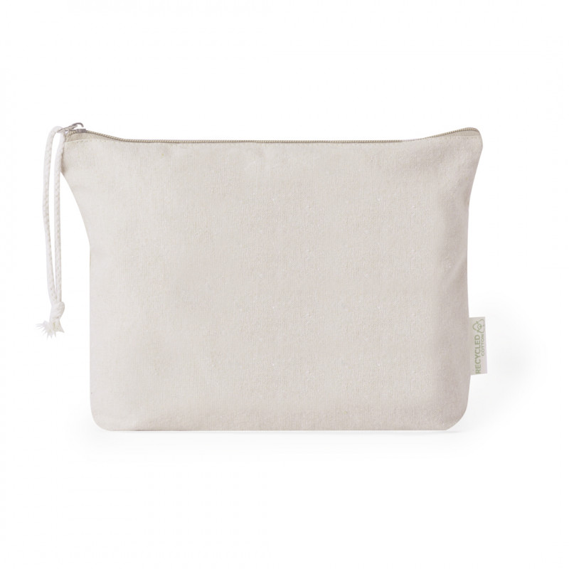 Necessaire in cotone colore naturale con zip e cordino