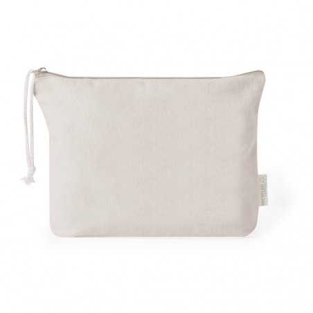 Beauty case in cotone colore naturale con cerniera e coulisse abbinata