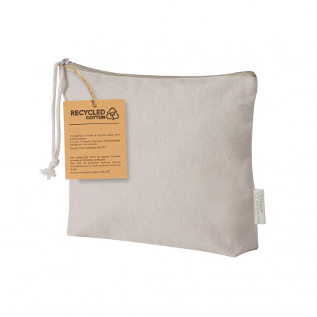 Necessaire in cotone colore naturale con zip e cordino