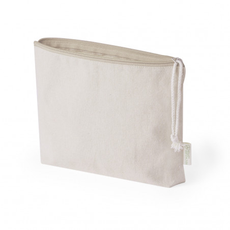 Necessaire in cotone colore naturale con zip e cordino