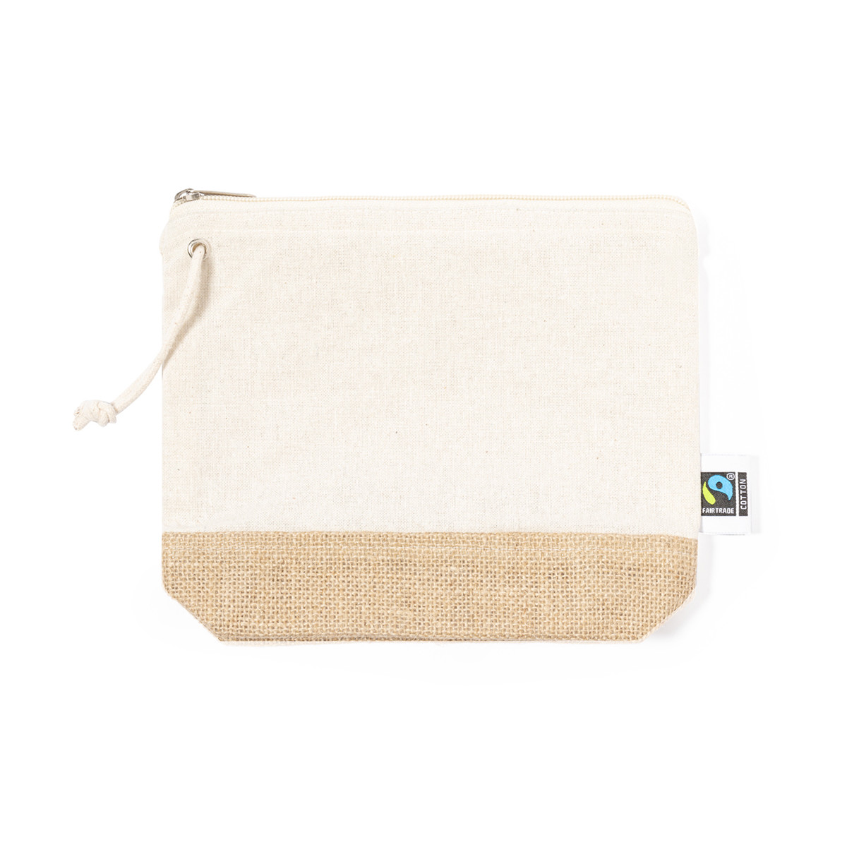 Necessaire in cotone 100% e base in juta fairtrade con cordoncino da portare