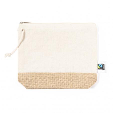 Necessaire in cotone 100% e base in juta fairtrade con cordoncino da portare