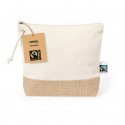 Necessaire in cotone 100% e base in juta fairtrade con cordoncino da portare
