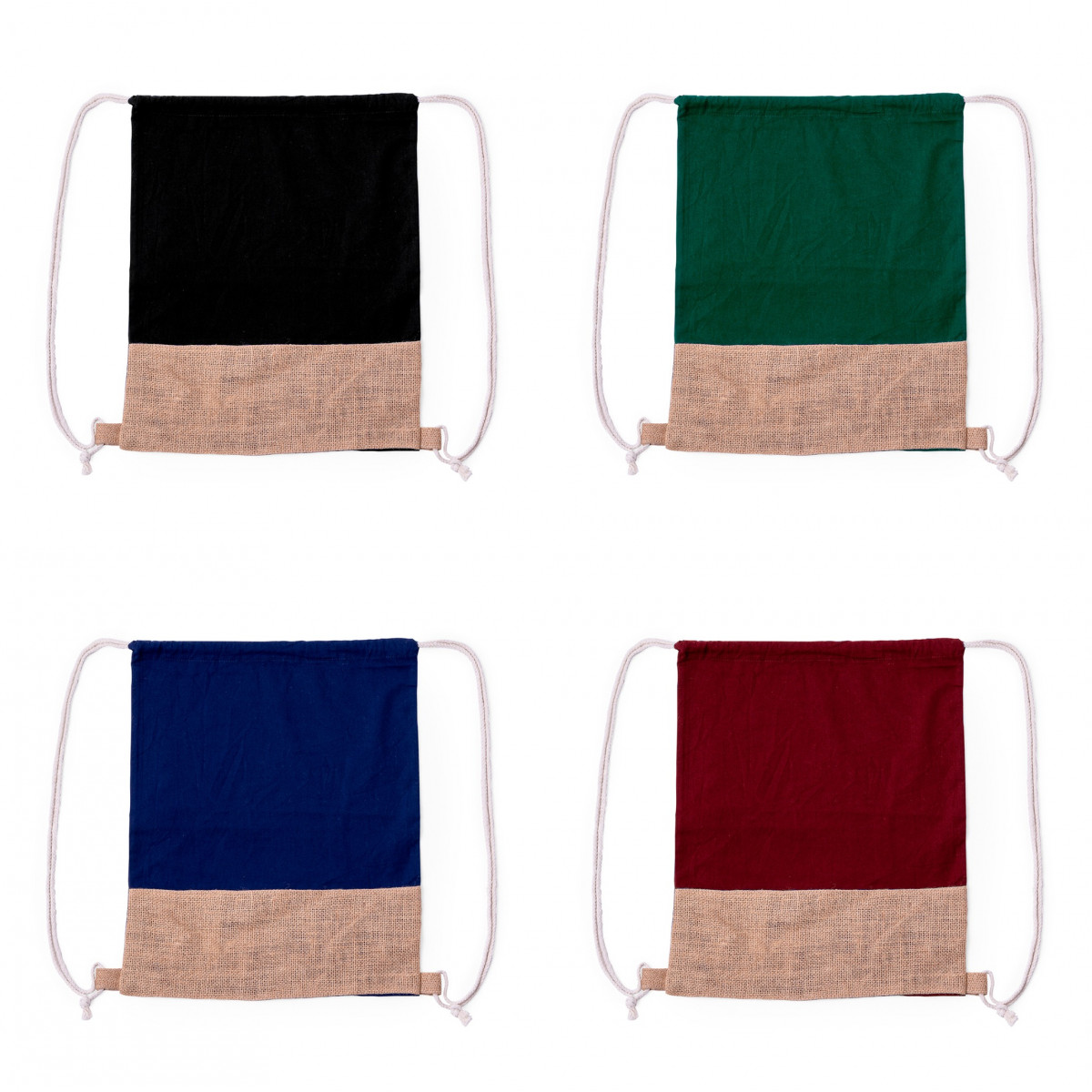 Zaino con corde in juta e cotone di colore nero