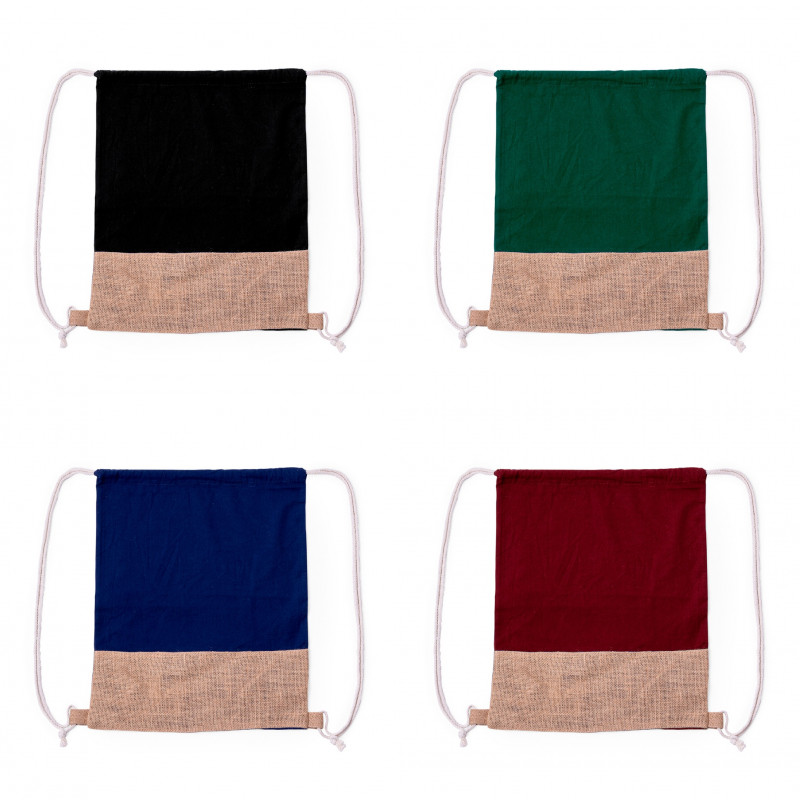 Zaino con corde in juta e cotone di colore nero