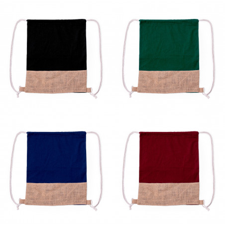Zaino con corde in juta e cotone di colore nero