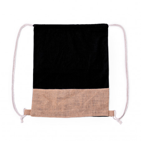 Zaino con corde in juta e cotone di colore nero