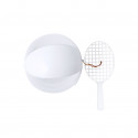 Set composto da racchetta e pallone da spiaggia uniti con elastico bianco