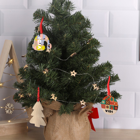 Set Di 4 Ciondoli Natalizi In Legno A Forma Di Alpaca - Decorazioni Per Albero Di Natale E Ambiente