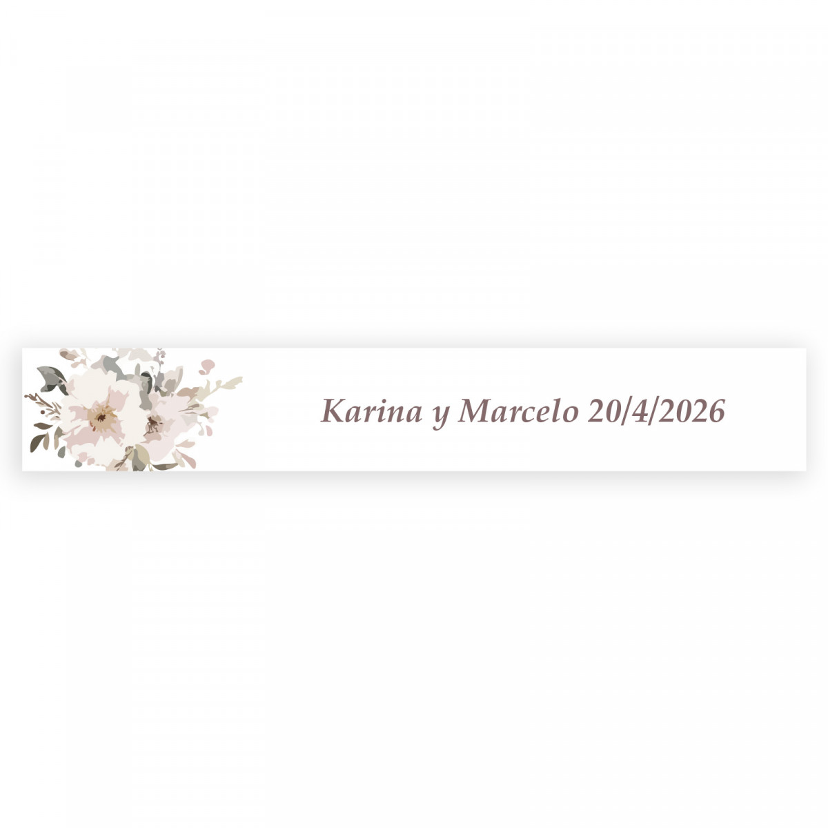 Adesivo personalizzato rettangolare 5x1 sfondo bianco fiori pastello per matrimoni