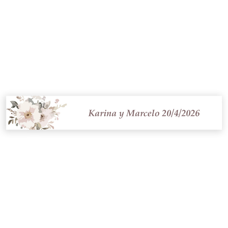 Adesivo personalizzato rettangolare 5x1 sfondo bianco fiori pastello per matrimoni