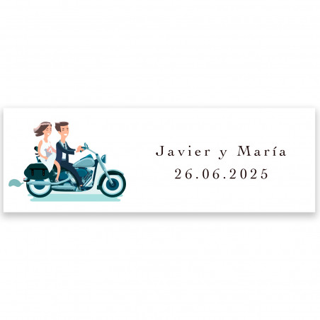 Adesivo 6x2cm designo sposi su moto per personalizzare dettagli