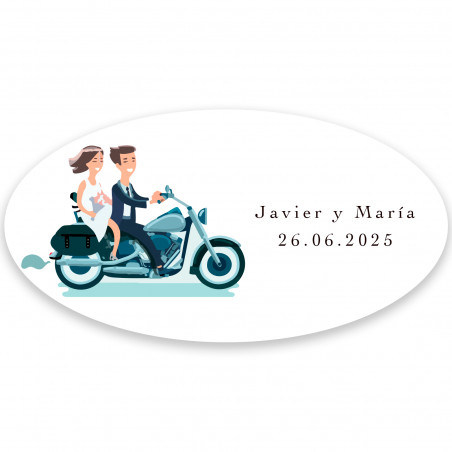 Adesivo ovale sposi su moto personalizzabile