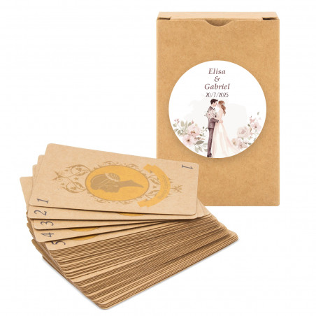 Mazze di carte spagnole in kraft personalizzate per dettagli di matrimonio