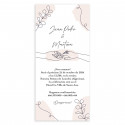 Invito di matrimonio biglietto verticale con disegni a mano di mani ed elementi decorativi