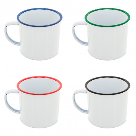 Tazza metallica smaltata retro con bordo