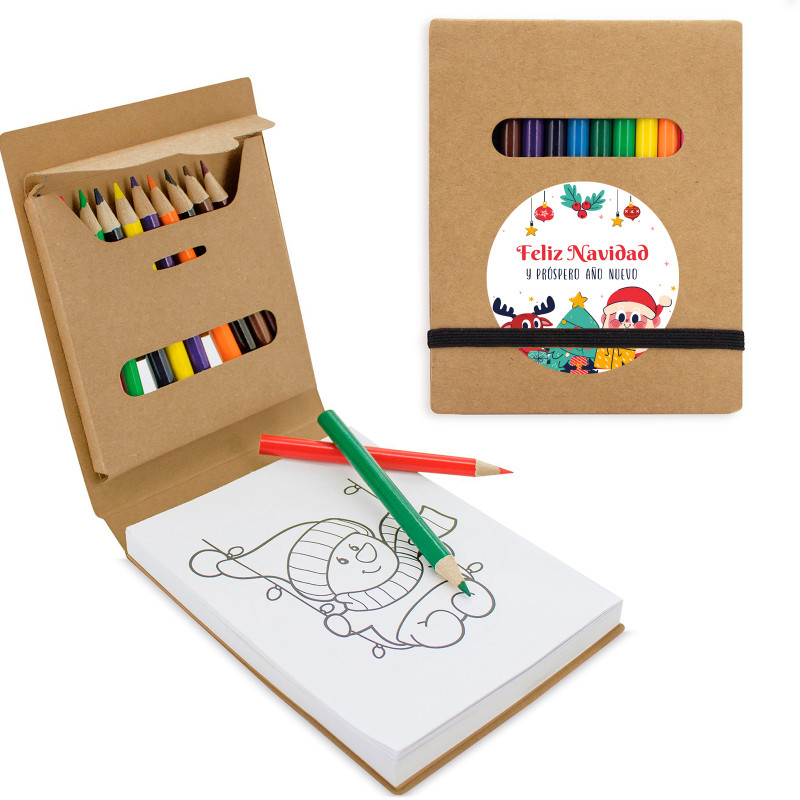 Quaderno da colorare con fogli e colori personalizzati per dettagli natalizi
