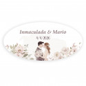 Custodia con lima per unghie e adesivo ovale per sposi per dettagli di matrimonio