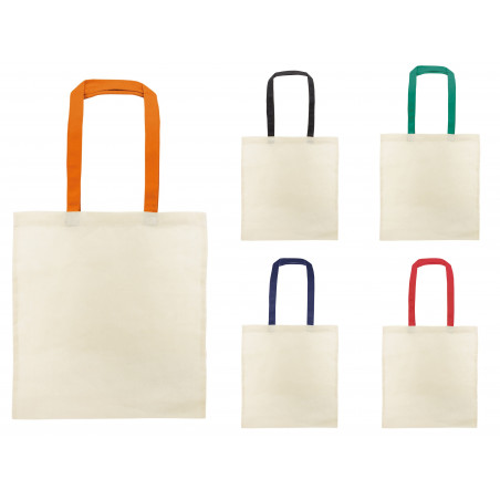 Borsa di cotone con manico colorato