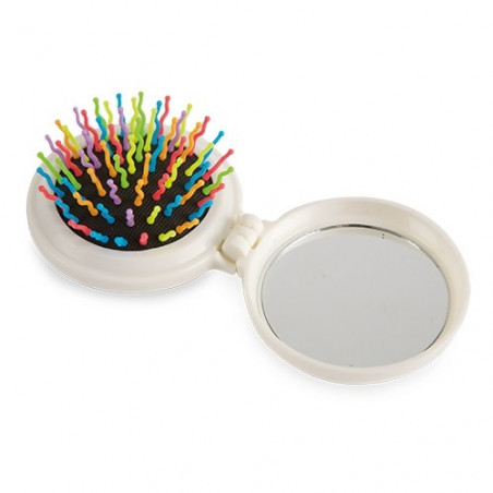Spazzola con specchio tascabile multicolore con adesivo floreale personalizzato