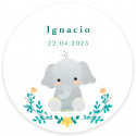 Adesivo rotondo 3cm design tenero elefante